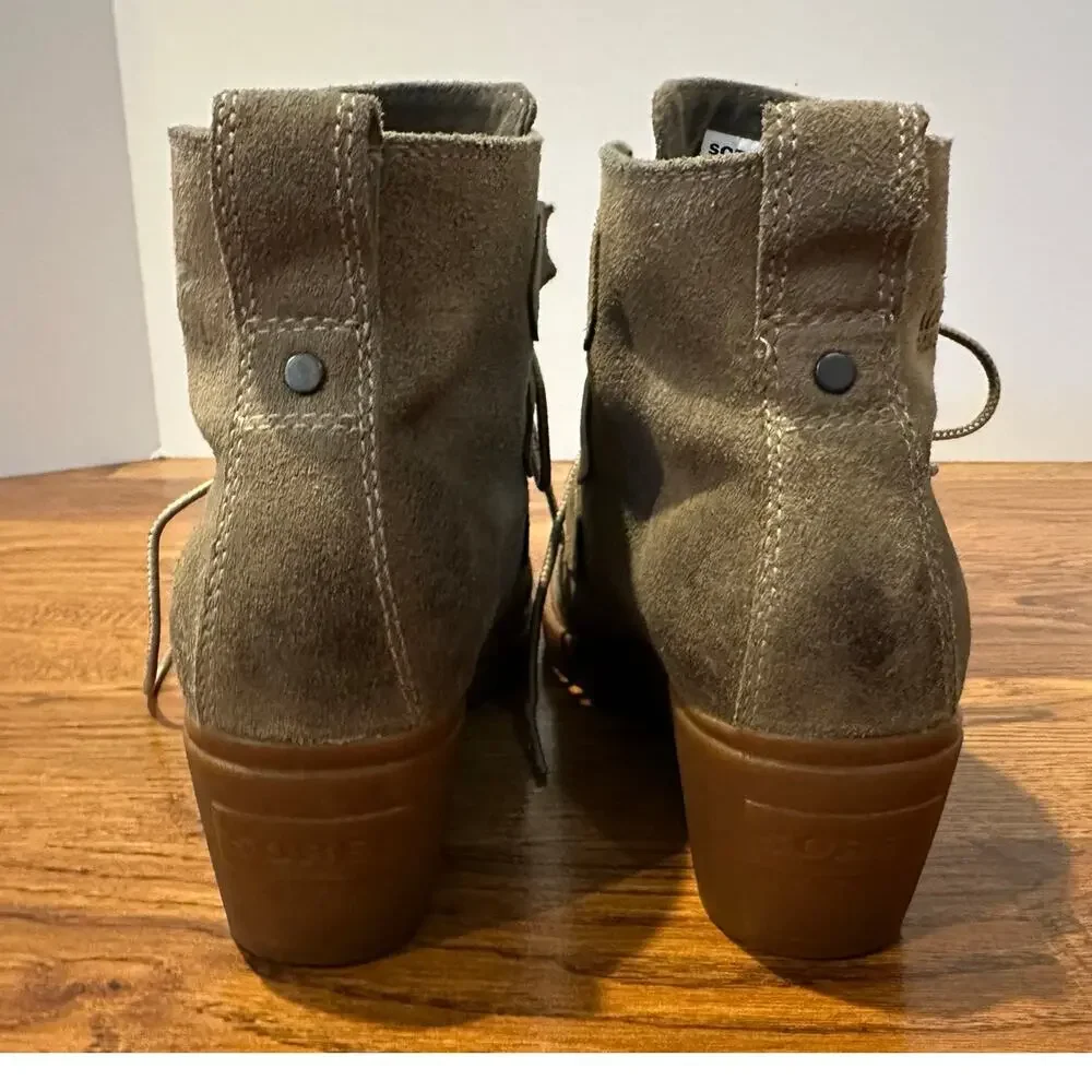 Sorel Women's Toronto Suede Lace Up Wedge Bootie Taupe Size 7 Street Style - Picture 6 of 11